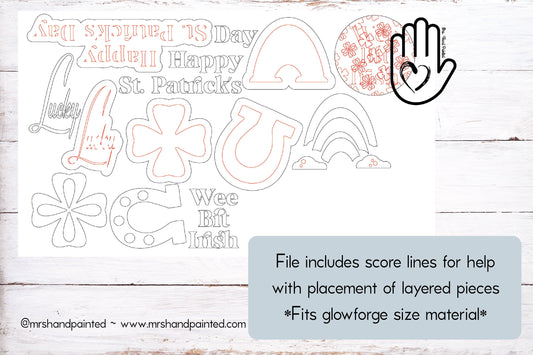 Laser Cut File - Retro St. Patrick's Day Tiered Tray Set - Digital Download SVG, AI files