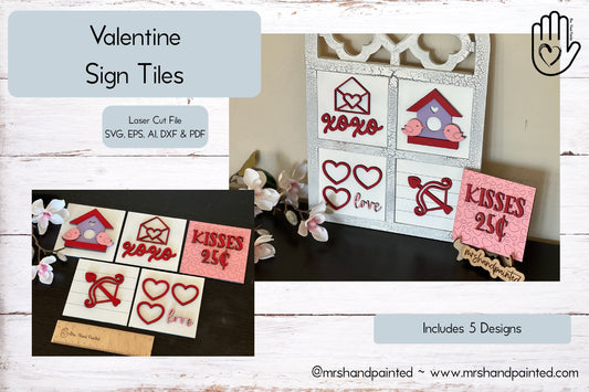 Laser Cut File - Valentine Interchangeable Sign Tiles - Digital Download SVG, AI files