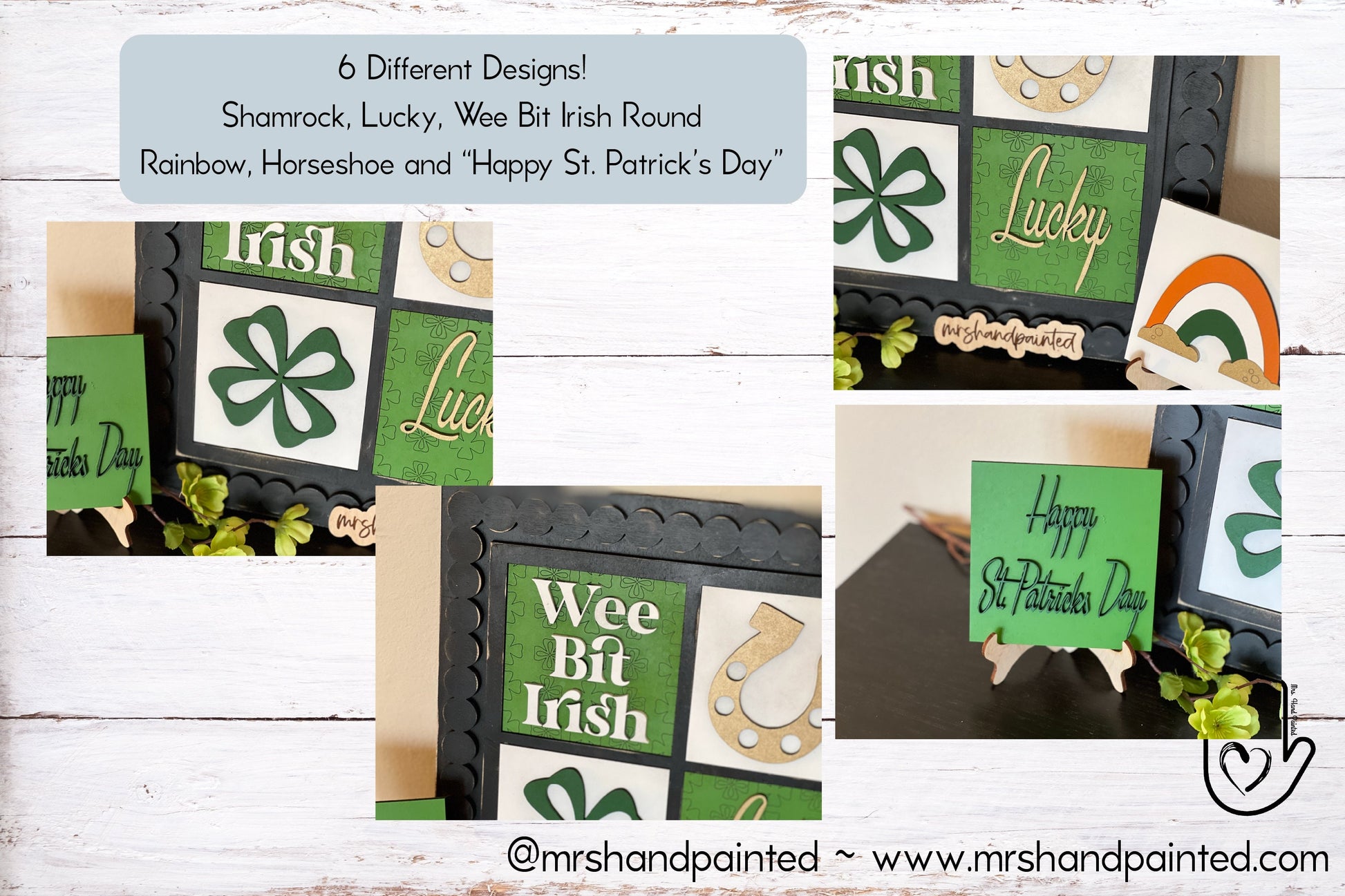 Retro St. Patrick's Day Leaning Ladder Interchangeable Signs - Laser Cut Wood Painted