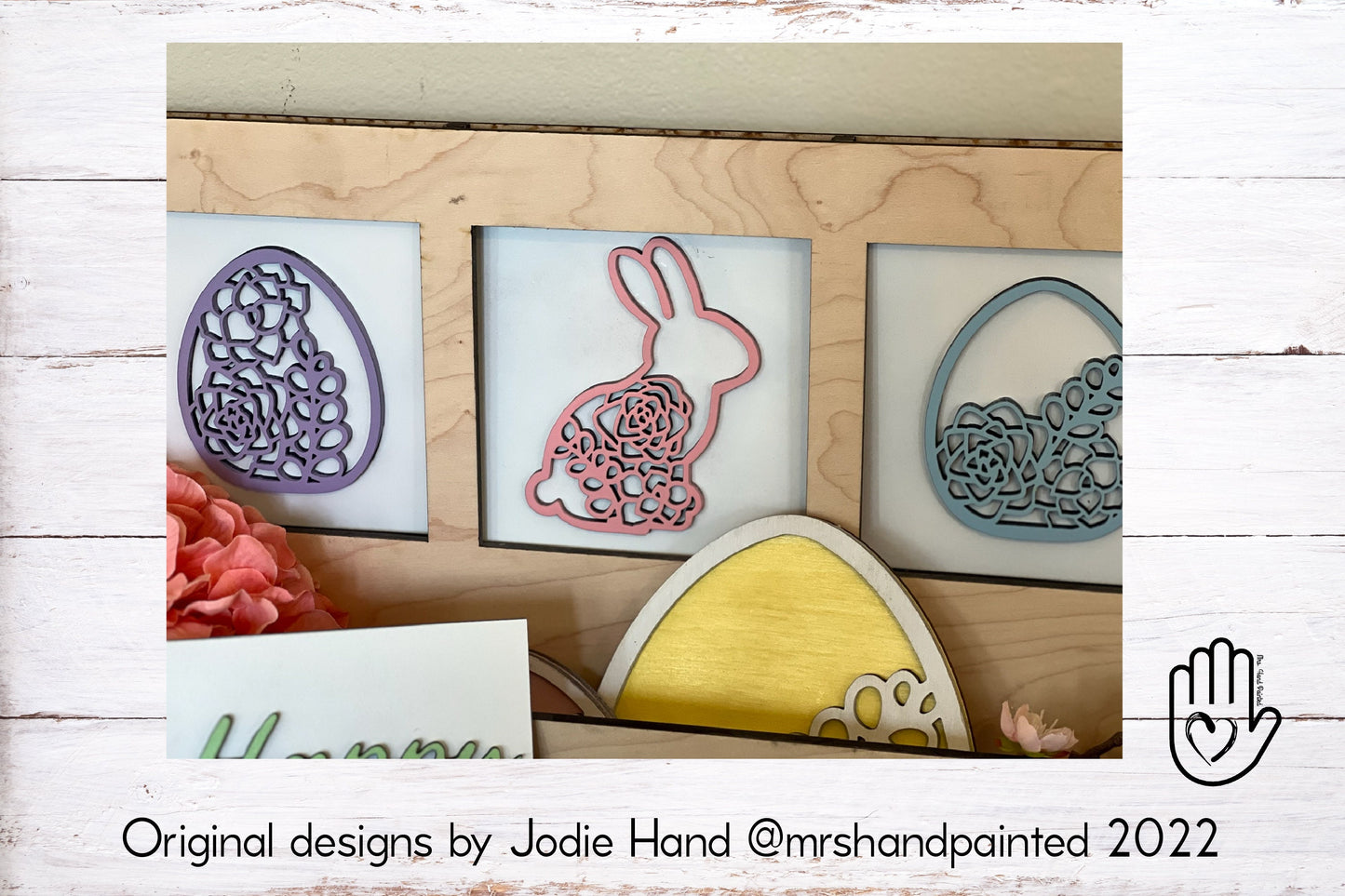 Easter Succulent Design Leaning Ladder Interchangeable Signs - Laser Cut Wood Painted