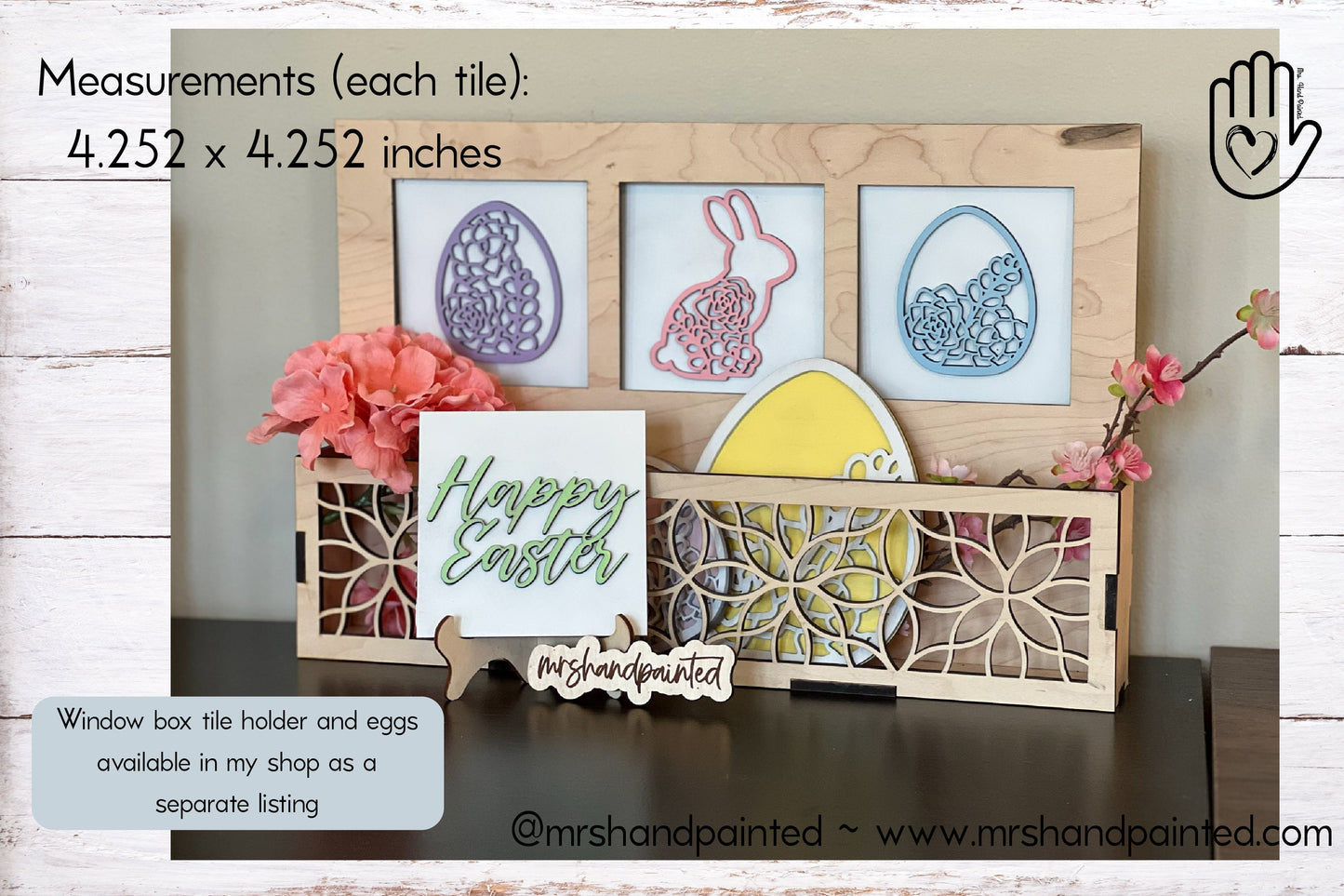 Laser Cut File - Succulents Easter Sign Tiles - Leaning Ladder Signs - Digital Download SVG, DXF, AI files