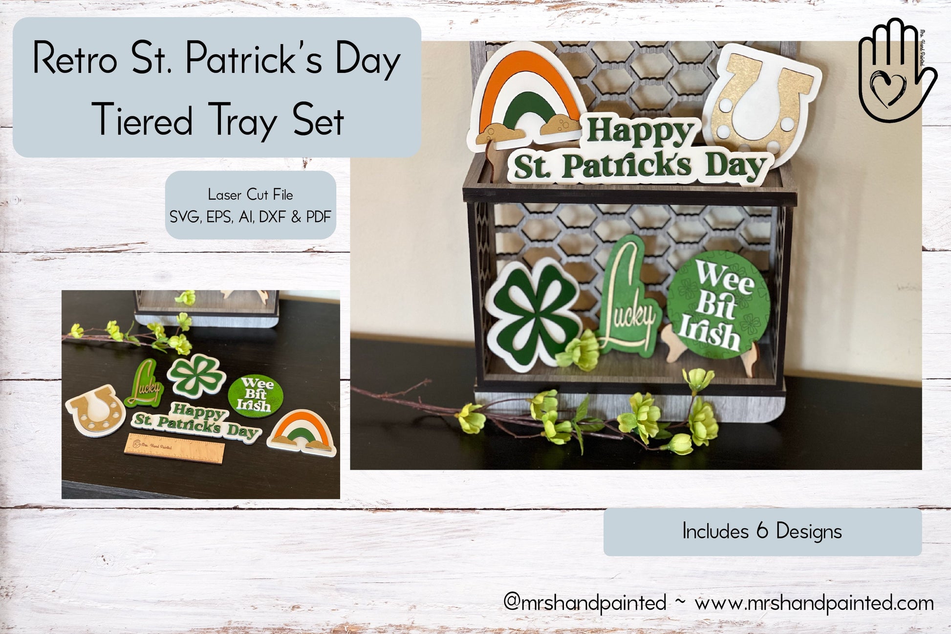 Laser Cut File - Retro St. Patrick's Day Tiered Tray Set - Digital Download SVG, AI files