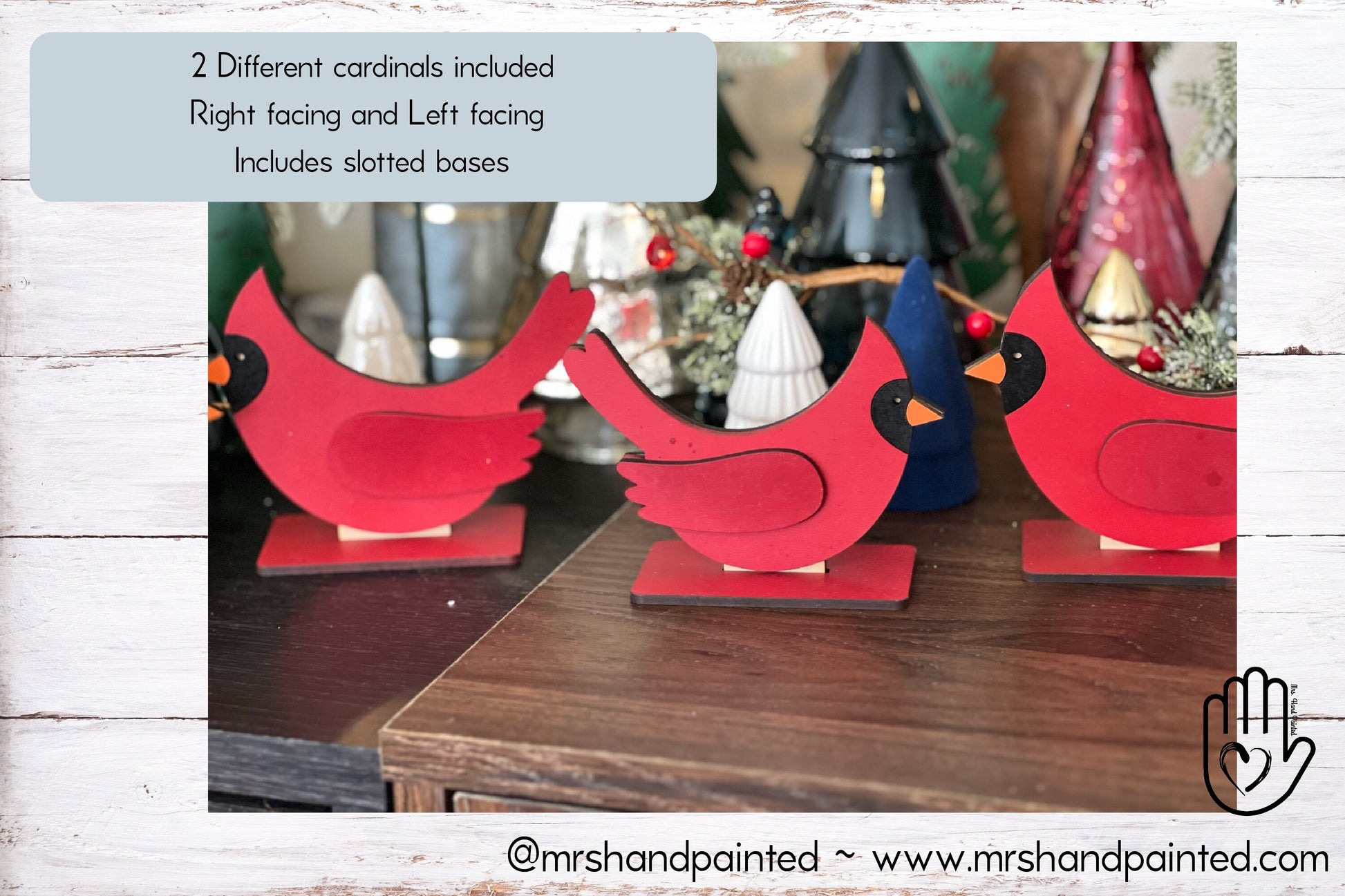 Digital Cut File - Laser Cut Standup Cardinals with Slotted Bases - .svg, .ai laser cut files