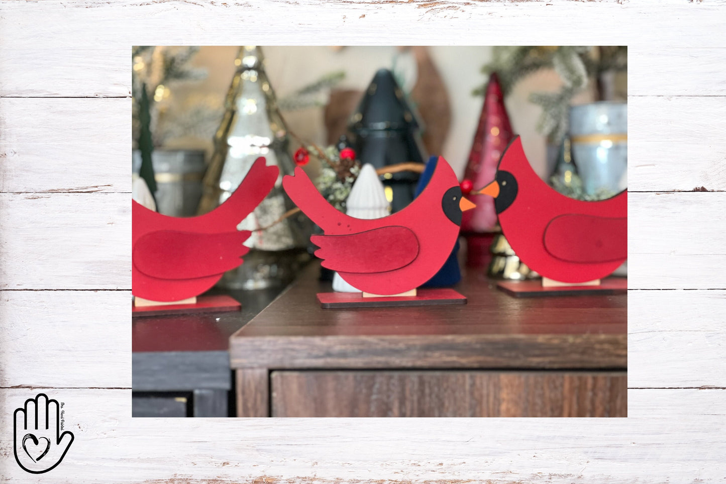 Digital Cut File - Laser Cut Standup Cardinals with Slotted Bases - .svg, .ai laser cut files