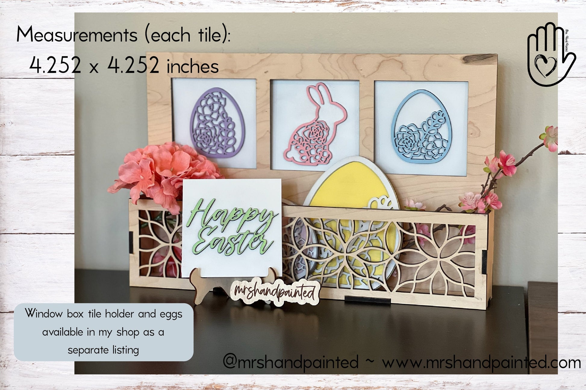 Easter Succulent Design Leaning Ladder Interchangeable Signs - Laser Cut Wood Painted