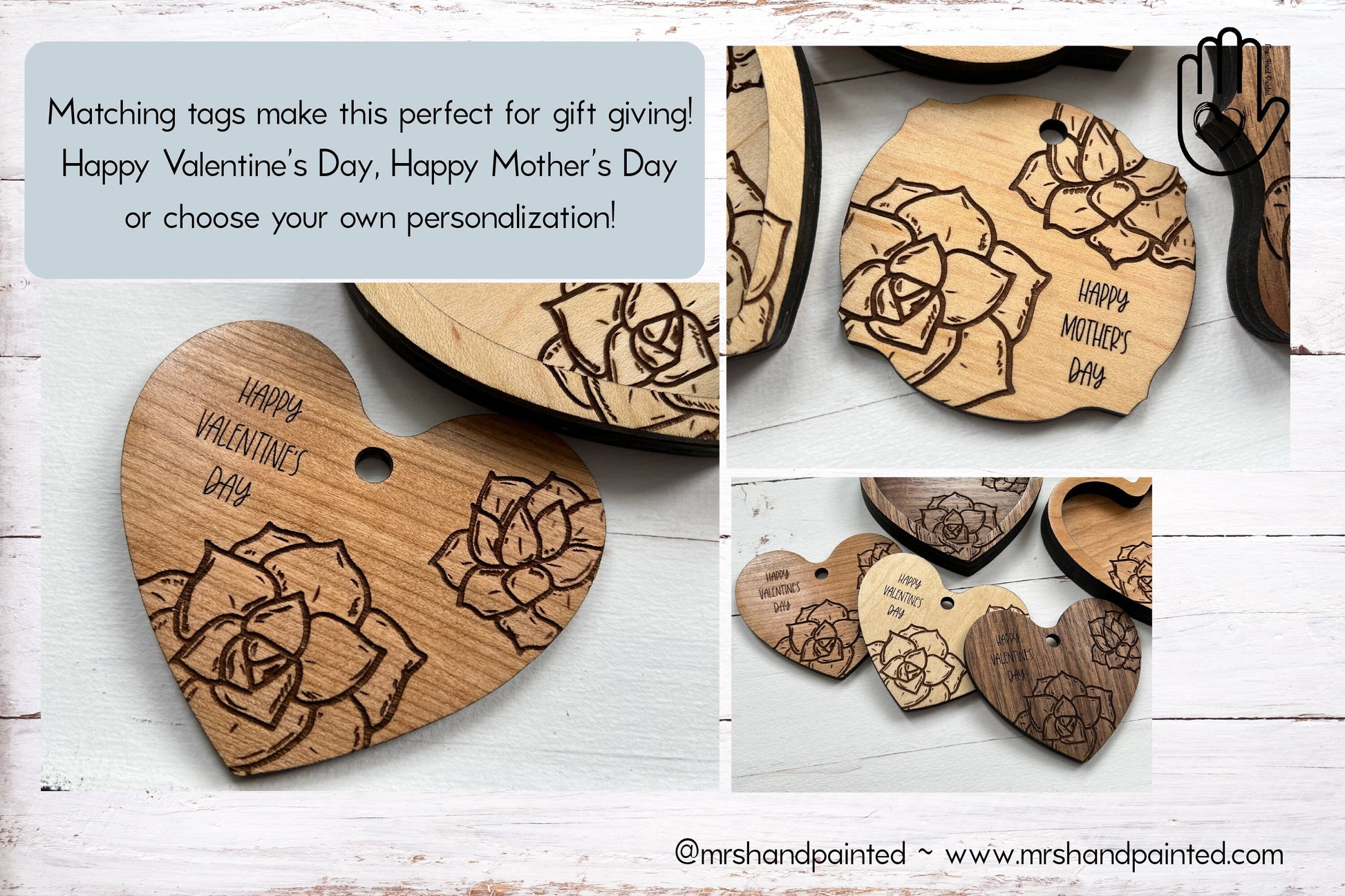 Laser Cut File - Succulent Engraved Trinket Trays - Digital Download SVG, AI files