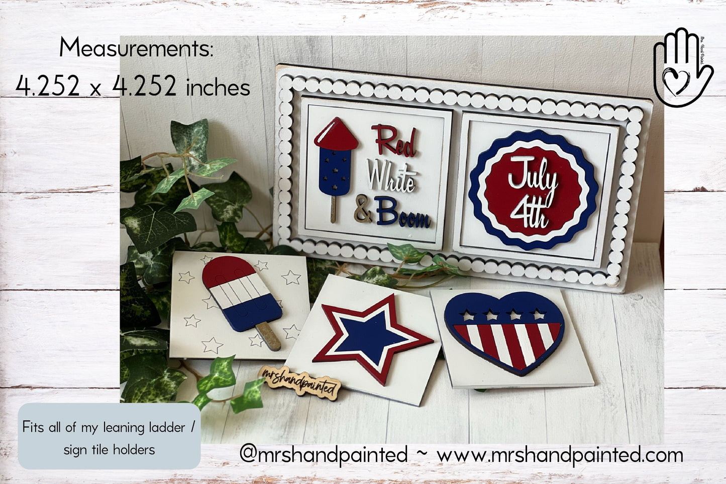 Laser Cut File - 4th of July Interchangeable Sign Tiles - Digital Download SVG, AI files