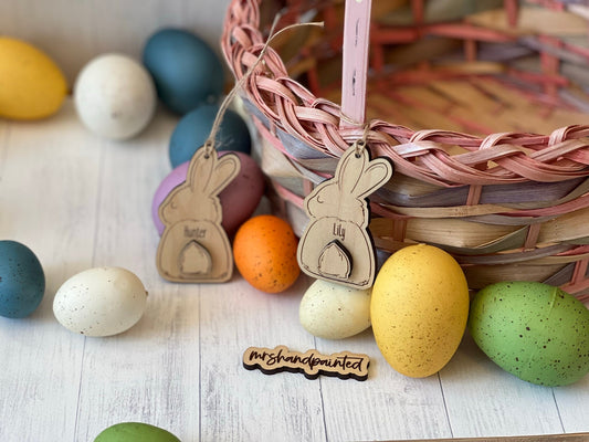 Personalized Easter Bunny Hanging Tag - Easter Basket Tag