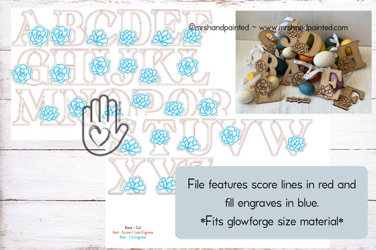 Laser Cut File - Succulent Letters Easter Basket Tag - Digital Download SVG, DXF, AI files