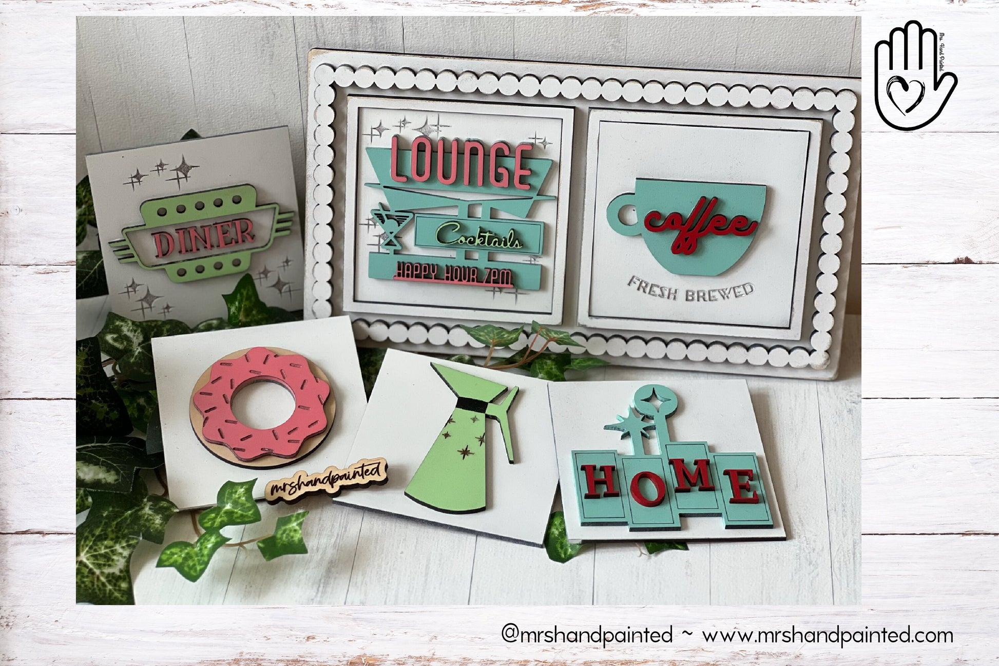 Laser Cut File - Retro Coffee Shop Interchangeable Sign Tiles - Digital Download SVG, AI files