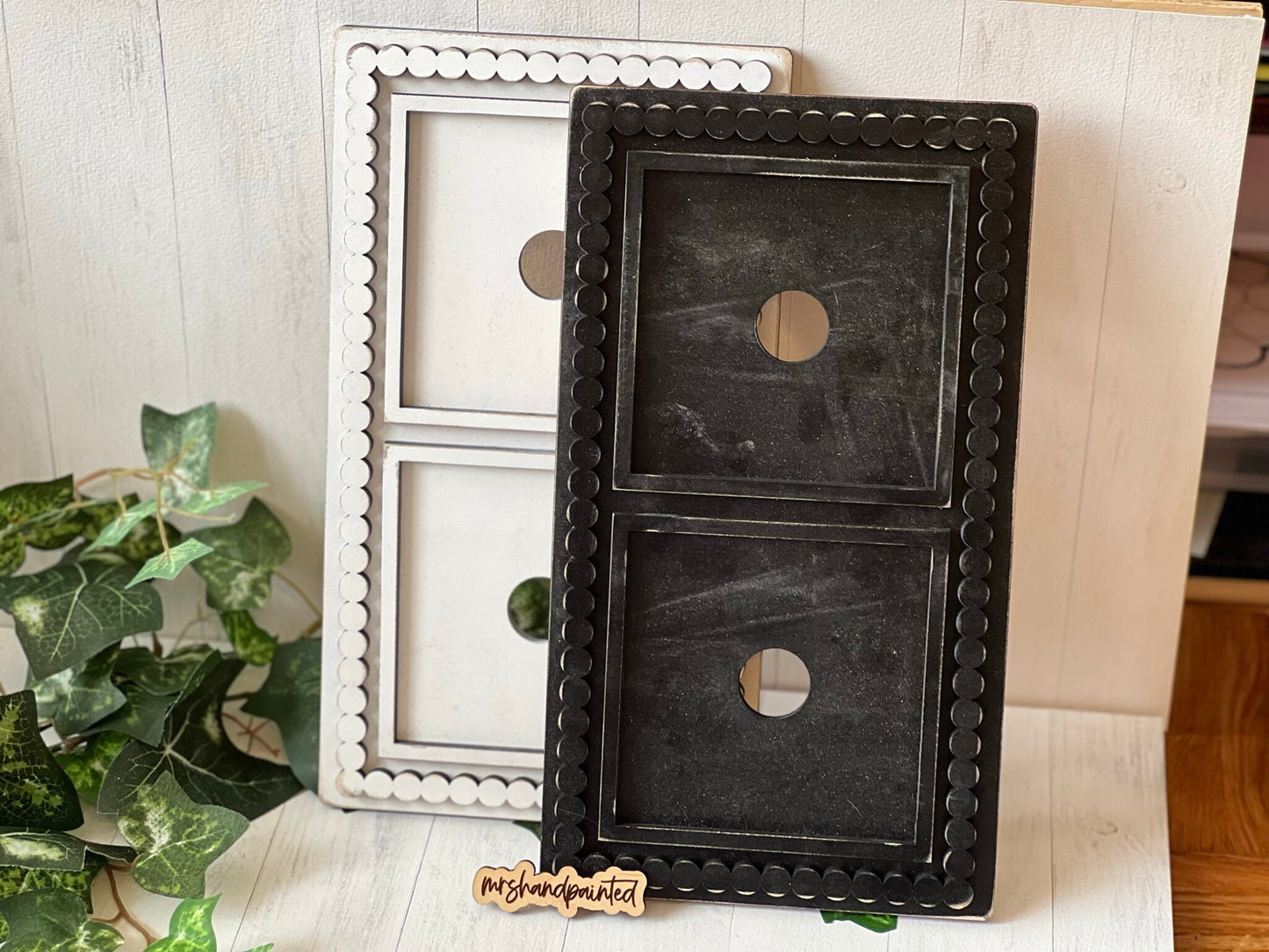 2 Slot Beaded Trim Interchangeable Sign Holder - Leaning Ladder Signs