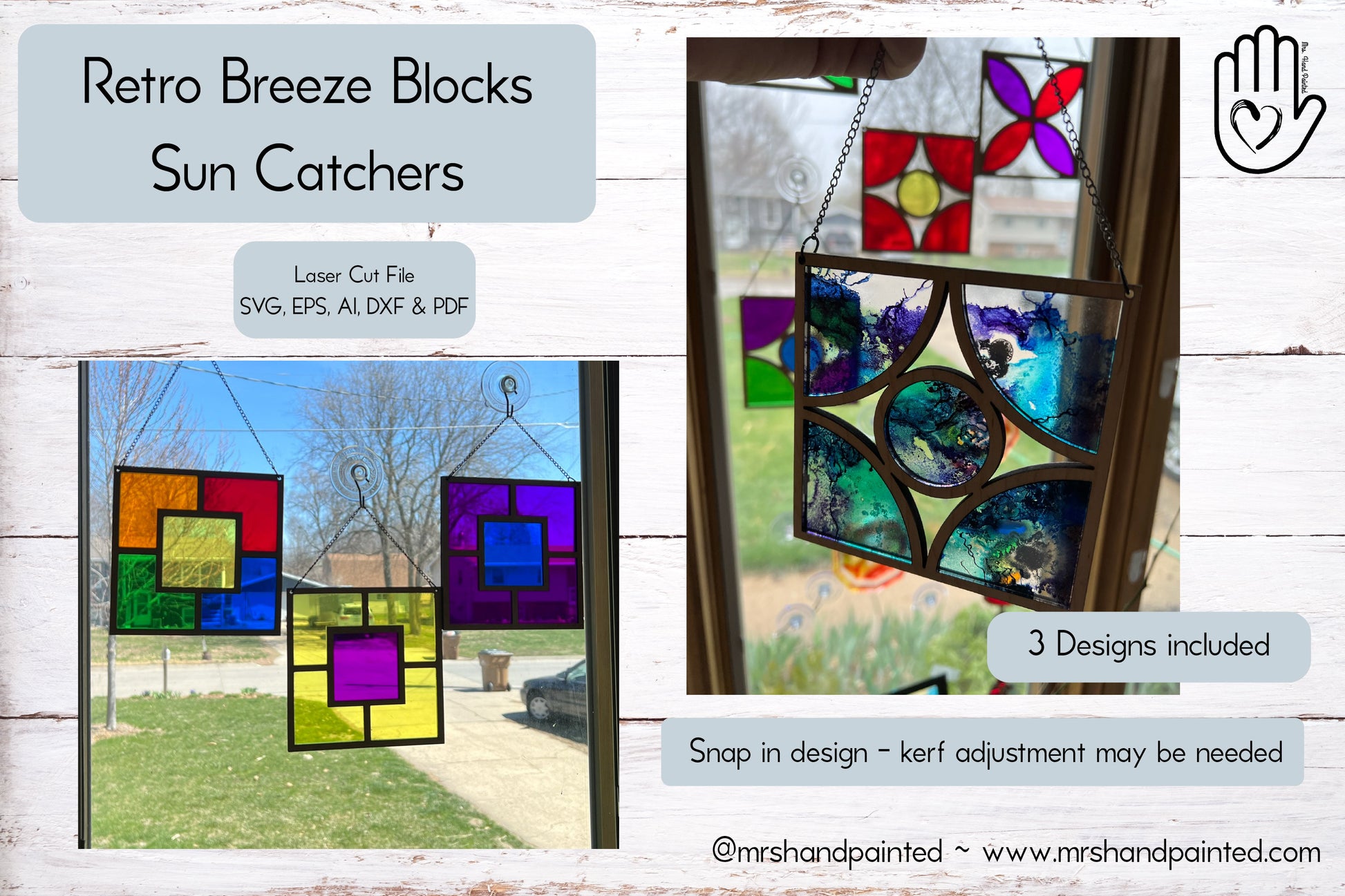 Laser Cut File - Retro Breeze Block Sun Catcher - Digital Download SVG, AI files
