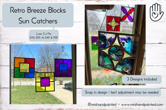 Laser Cut File - Retro Breeze Block Sun Catcher - Digital Download SVG, AI files