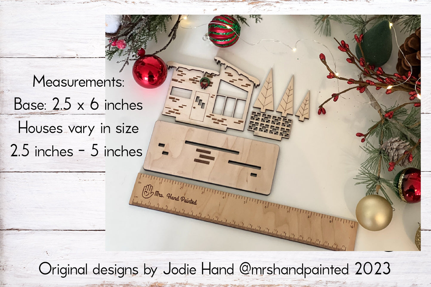 Mid Century Modern Retro Snowy Christmas Putz House Village - Laser Cut Wood