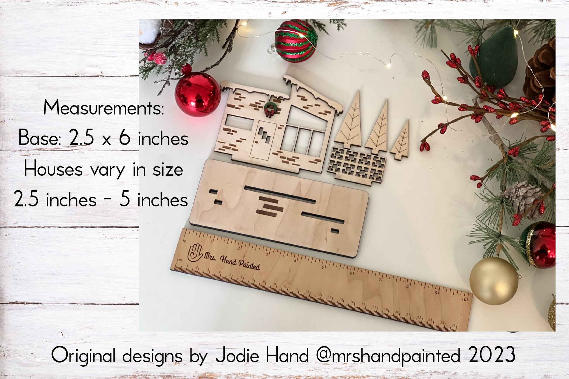 Mid Century Modern Retro Snowy Christmas Putz House Village - Laser Cut Wood