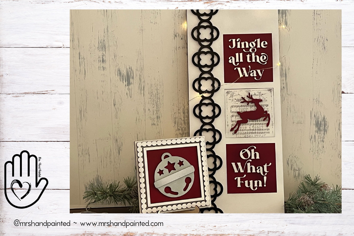 Jingle Bells Leaning Ladder Interchangeable Sign Tiles