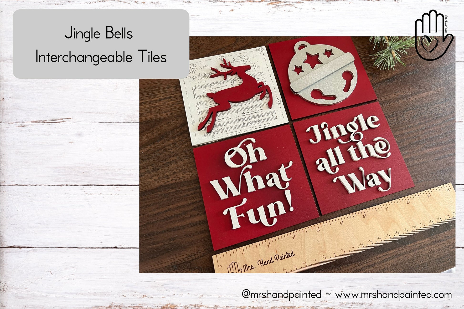 Jingle Bells Leaning Ladder Interchangeable Sign Tiles