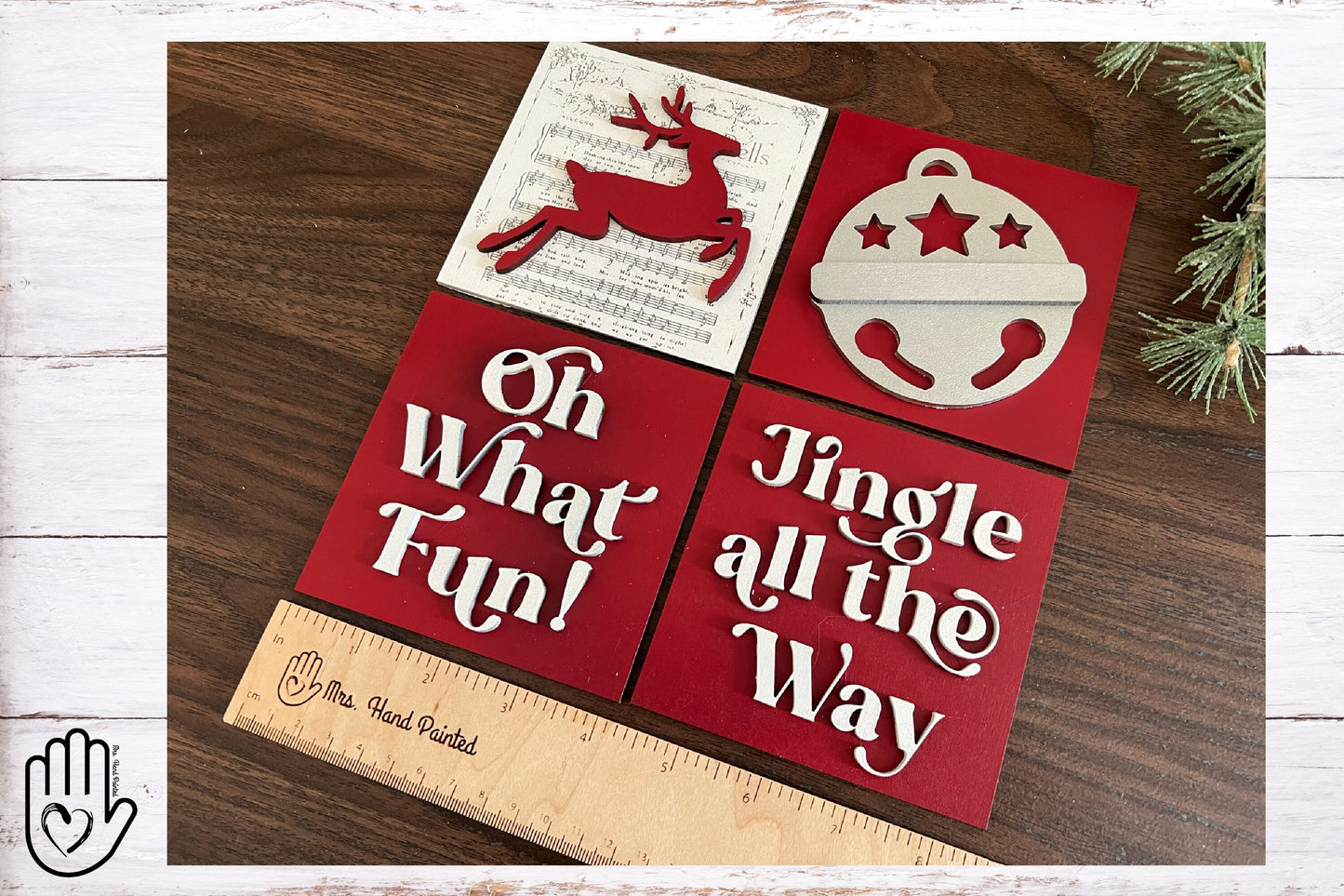 Jingle Bells Leaning Ladder Interchangeable Sign Tiles