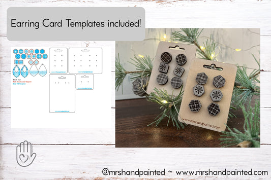 Digital Laser Cut File - Winter Plaid Earrings - Digital Download