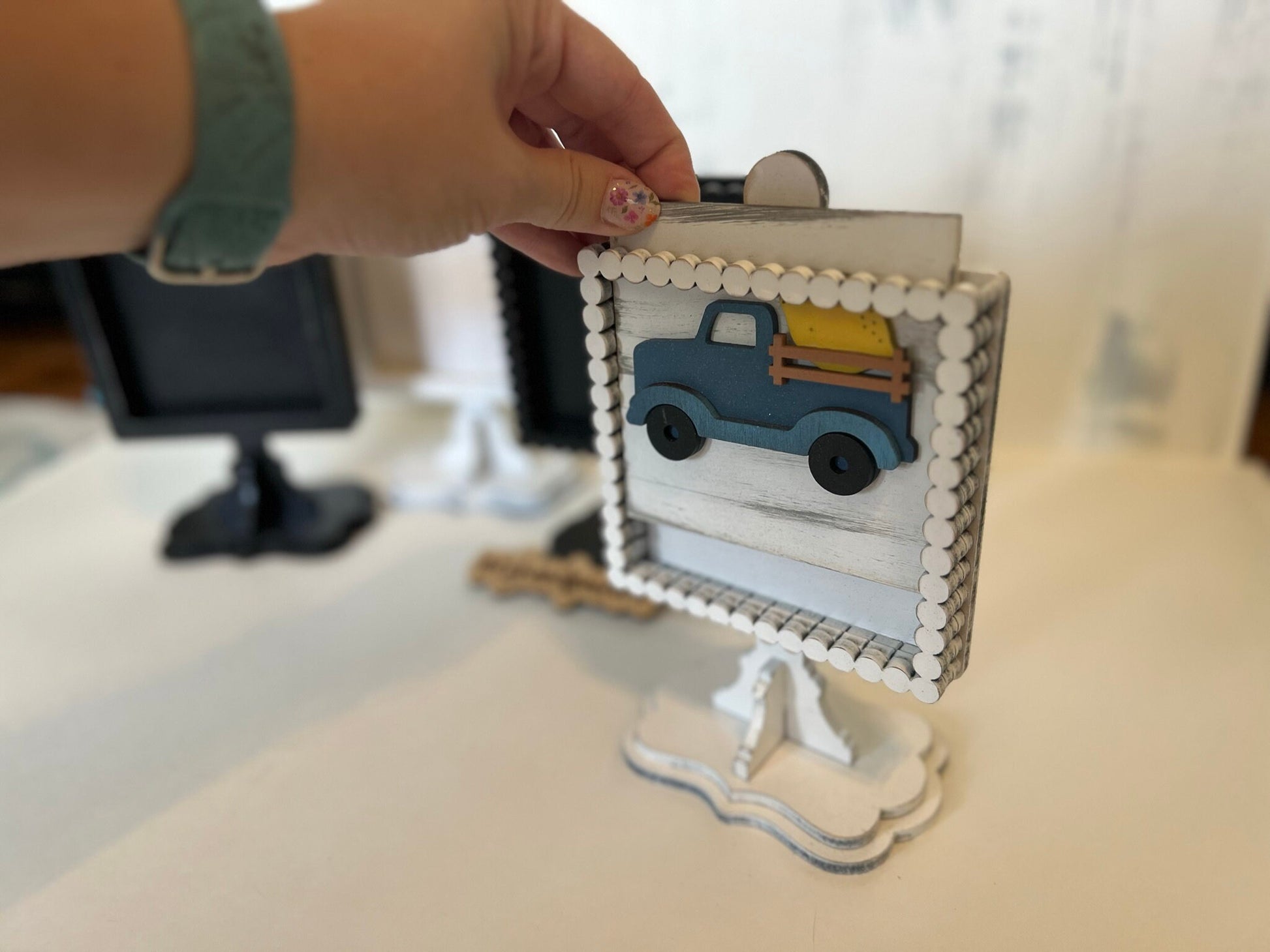Laser Cut File - Drop In Pedestal Sign Tile Holder ~ Interchangeable Sign Backer - Digital Download
