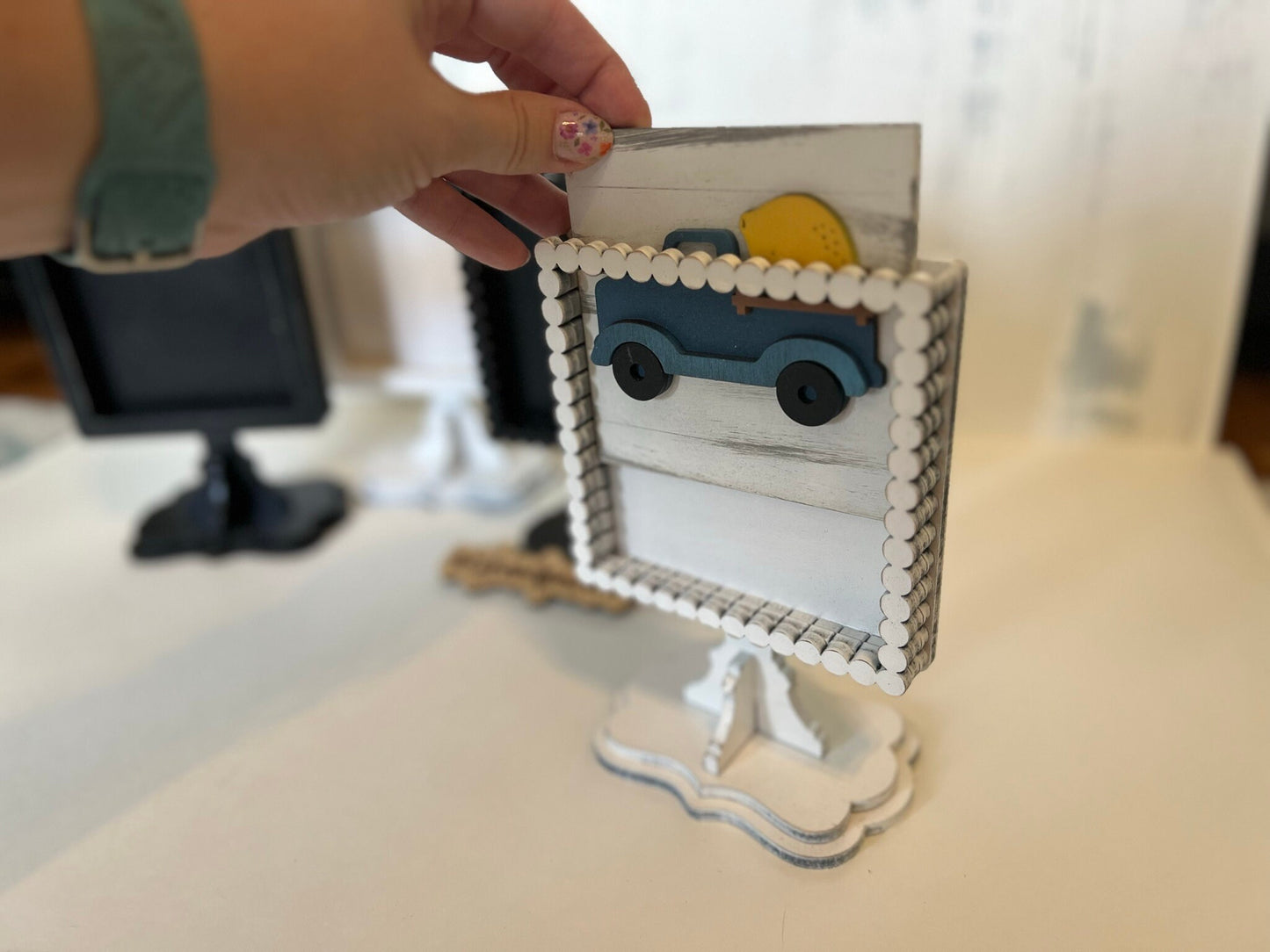 Laser Cut File - Drop In Pedestal Sign Tile Holder ~ Interchangeable Sign Backer - Digital Download