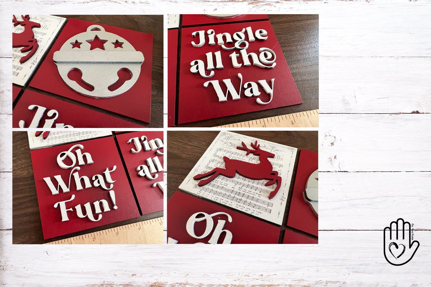 Jingle Bells Leaning Ladder Interchangeable Sign Tiles