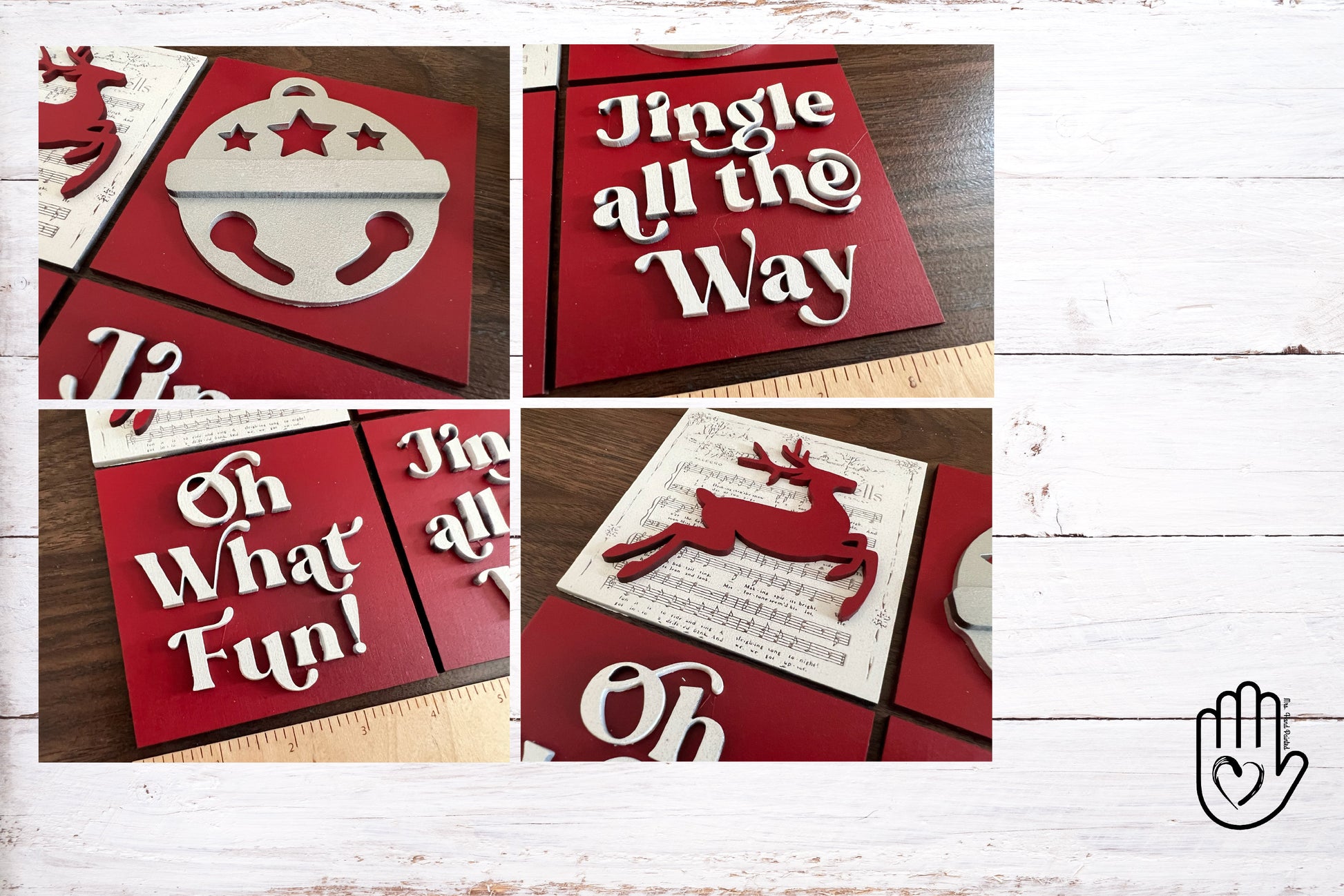 Jingle Bells Leaning Ladder Interchangeable Sign Tiles