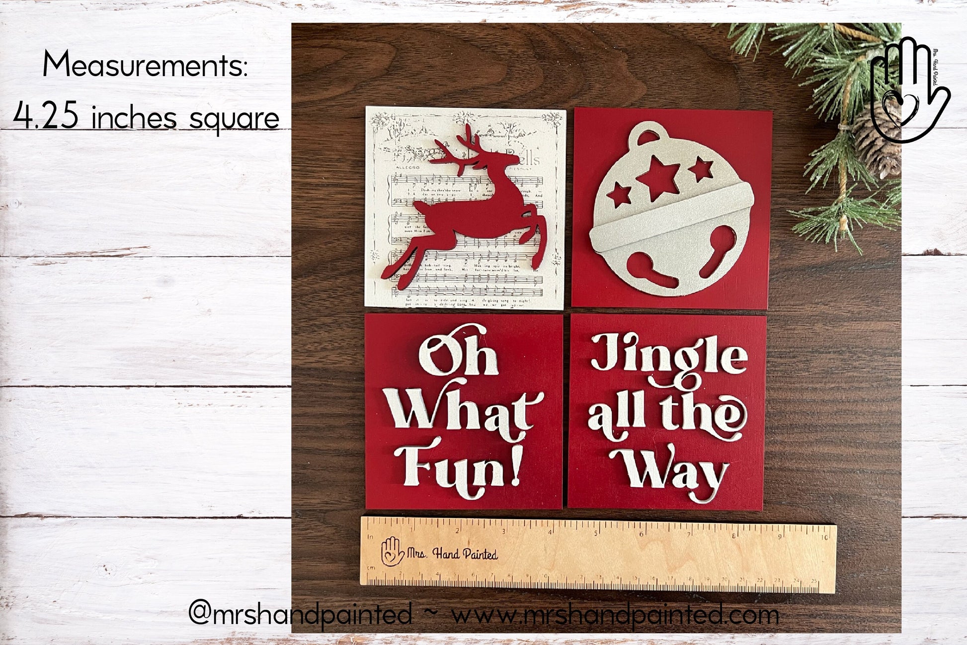 Jingle Bells Leaning Ladder Interchangeable Sign Tiles