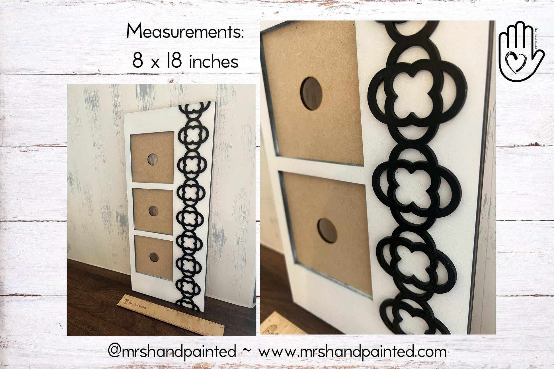 Digital Cut File - Decorative Border Interchangeable 3 Slot Sign Backer - Laser Cut File .svg, .ai