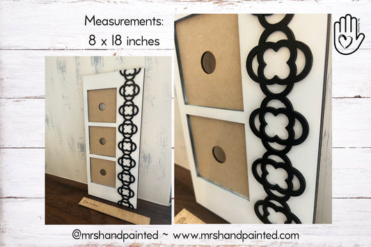 Digital Cut File - Decorative Border Interchangeable 3 Slot Sign Backer - Laser Cut File .svg, .ai