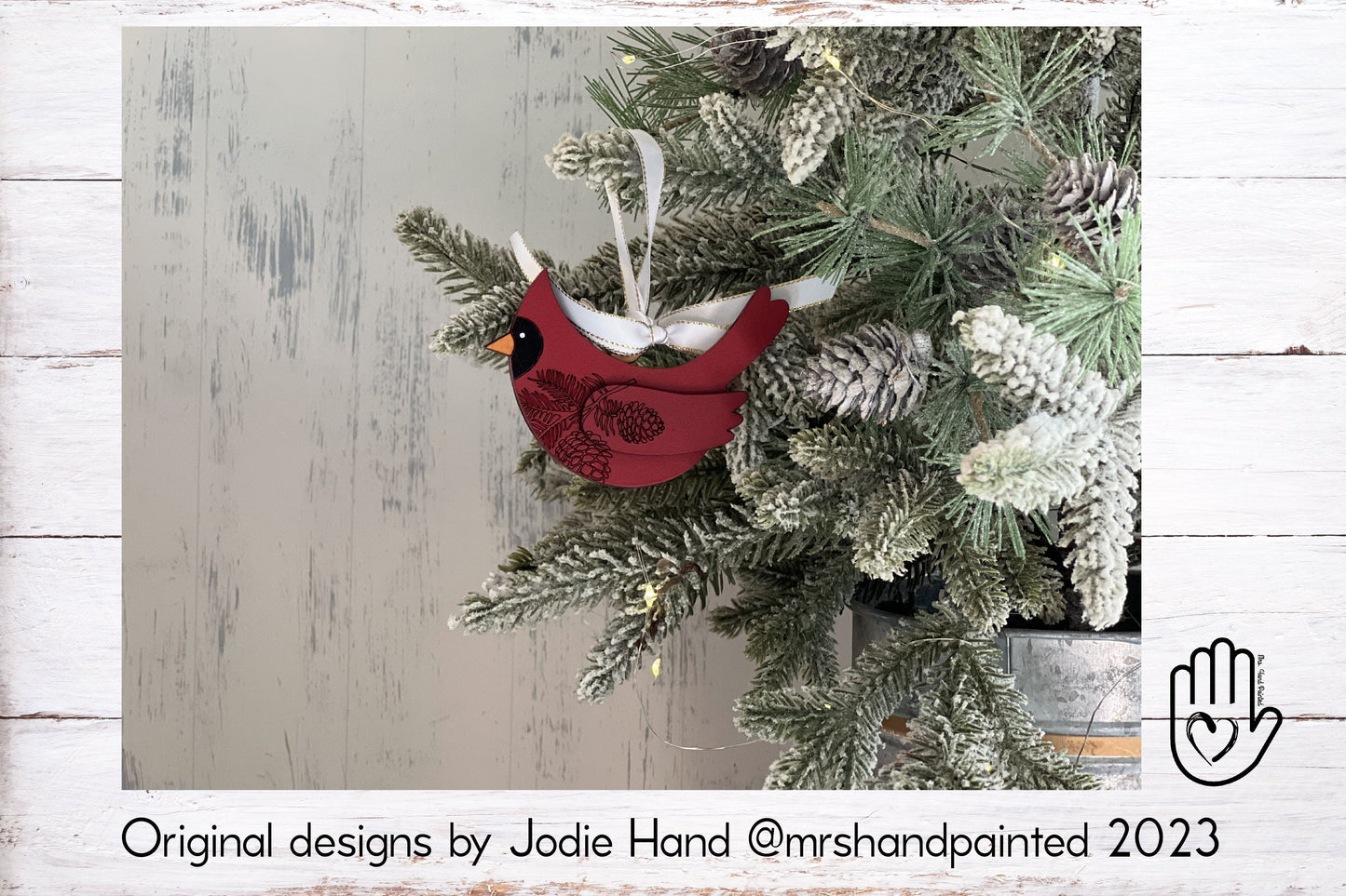 Laser Cut Wood Decorative Engraved Cardinal Ornament