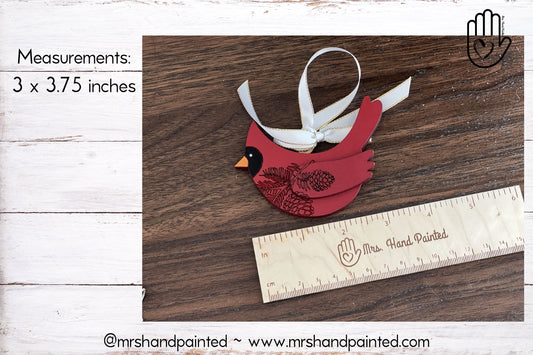 Laser Cut Wood Decorative Engraved Cardinal Ornament