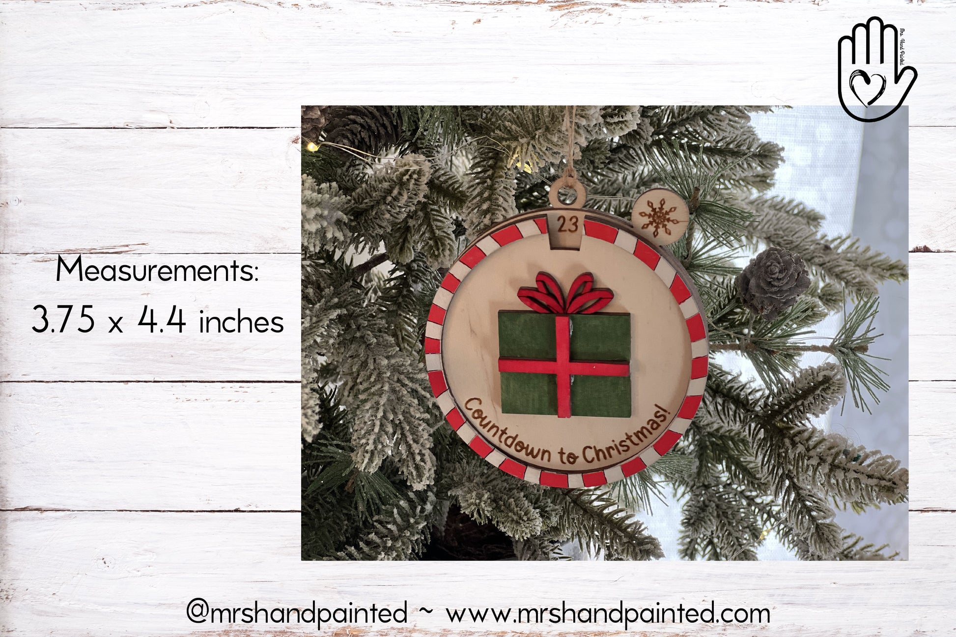 Countdown to Christmas Ornament - Laser Cut Wood