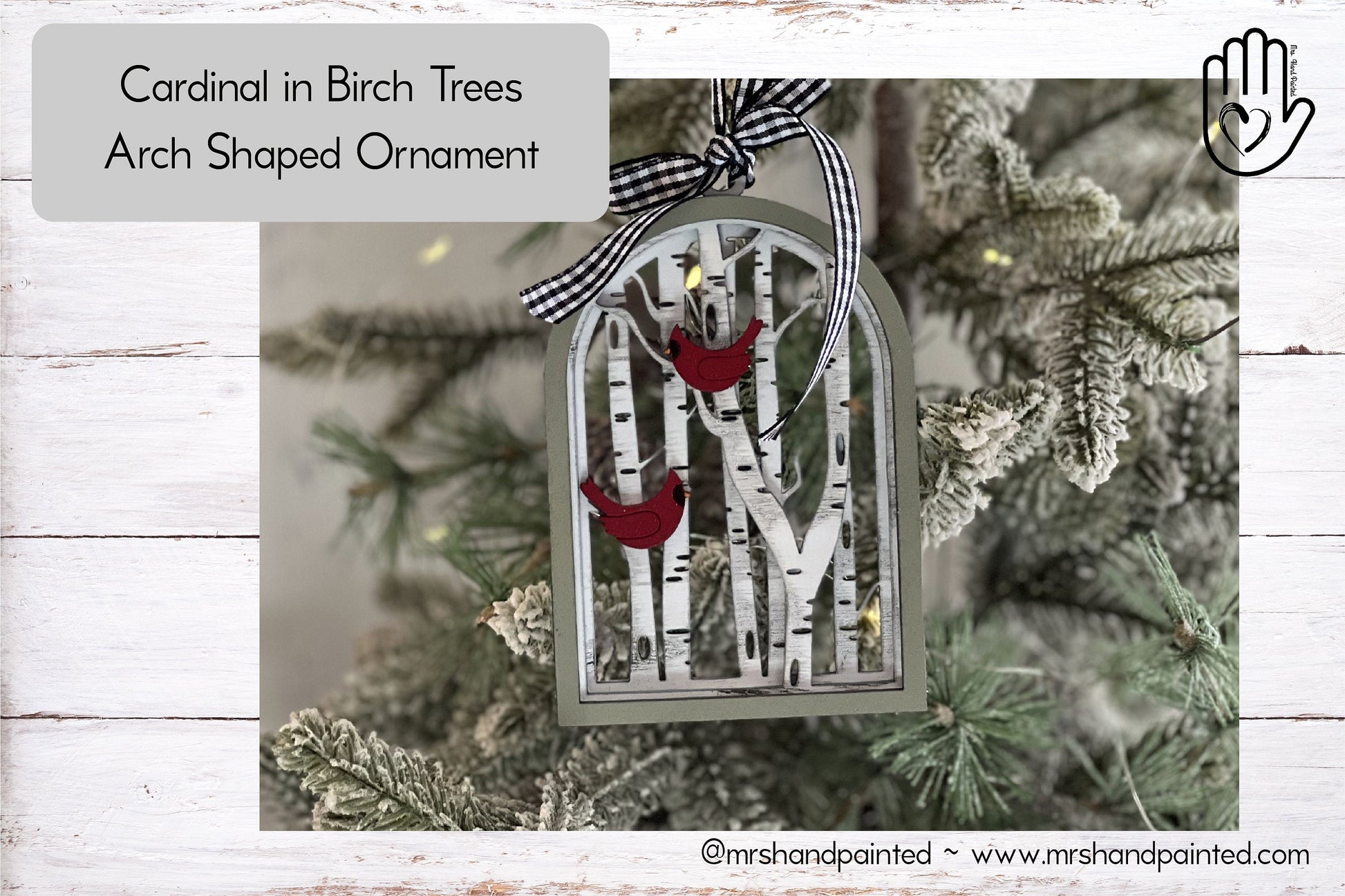 Digital Cut File - Laser Cut Ornament - Cardinal Birch Trees