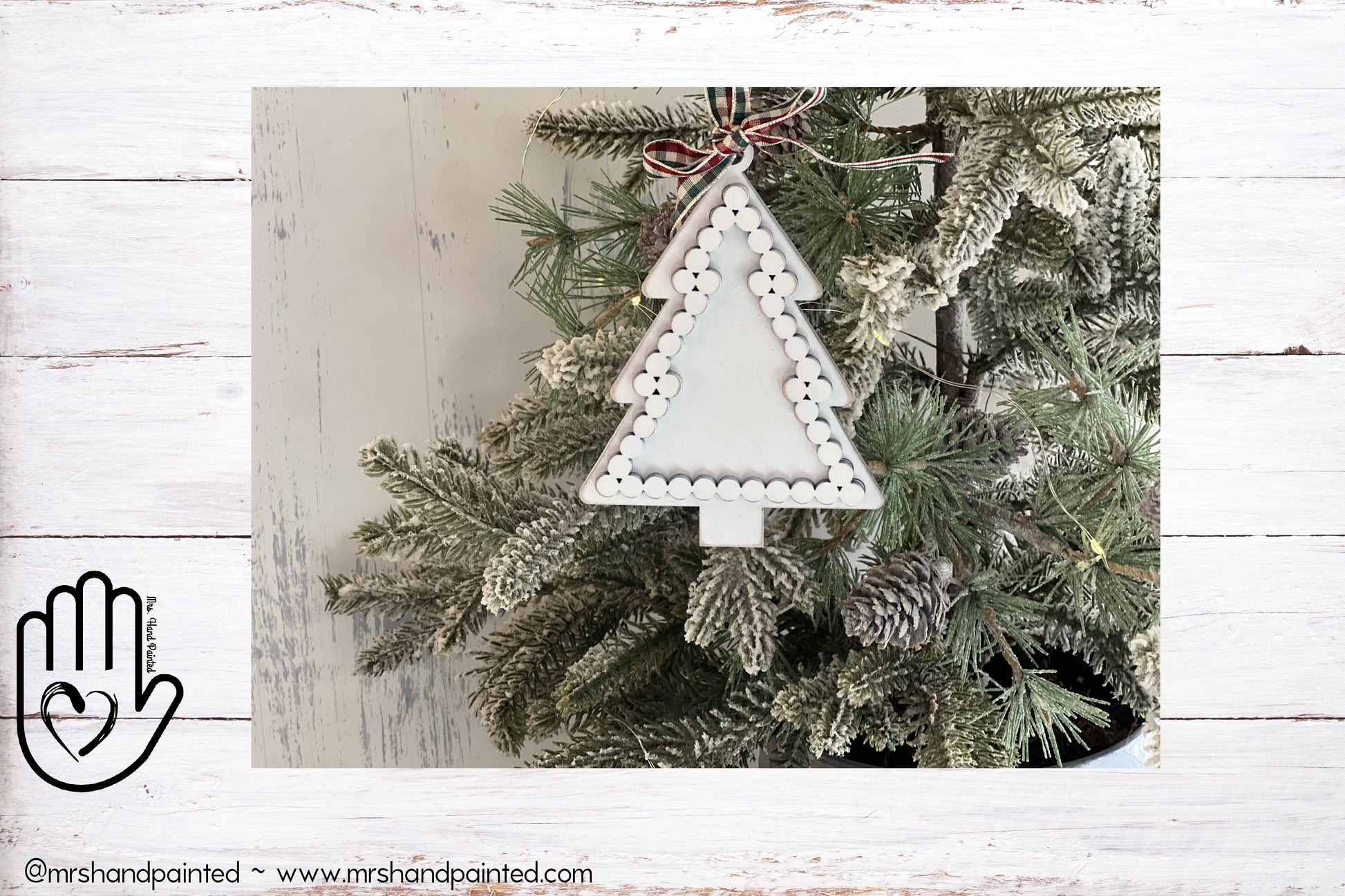 Farmhouse Style Faux Bead Trim Tree Ornament