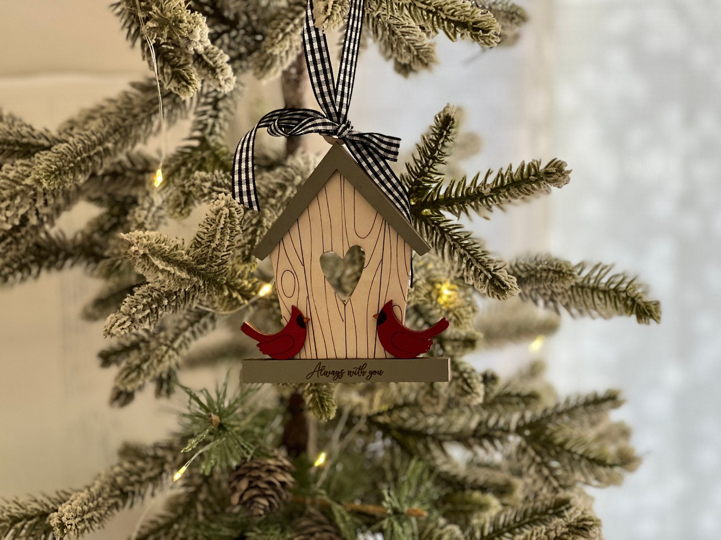 Laser Cut Wood Cardinal Birdhouse Ornament