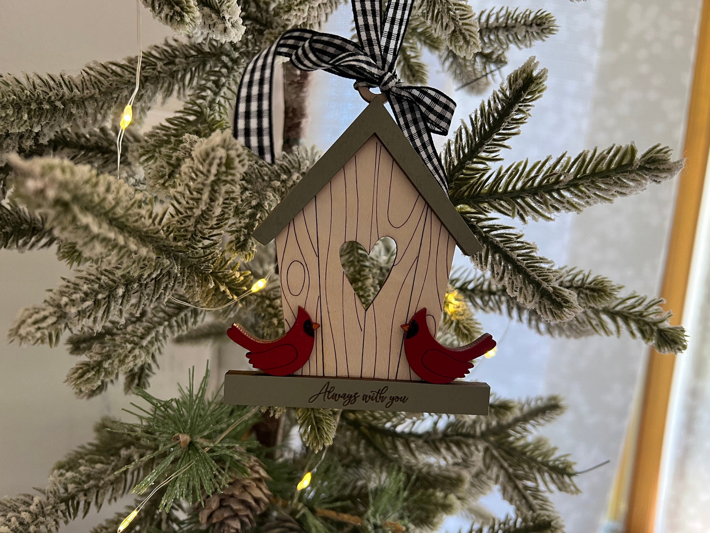Laser Cut Wood Cardinal Birdhouse Ornament