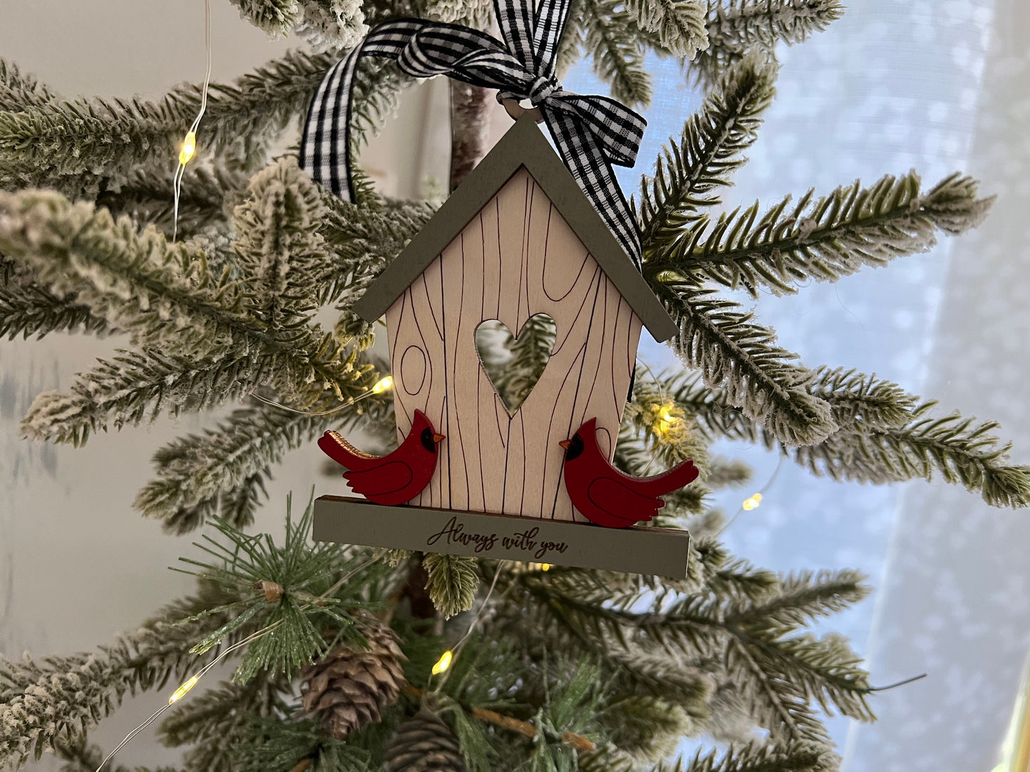 Laser Cut Wood Cardinal Birdhouse Ornament