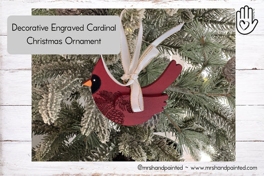 Laser Cut Wood Decorative Engraved Cardinal Ornament