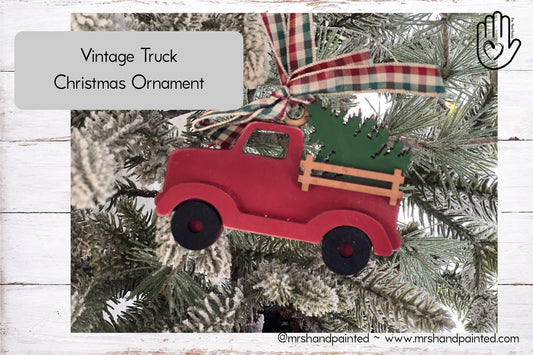 Laser Cut Wood Vintage Truck Ornament