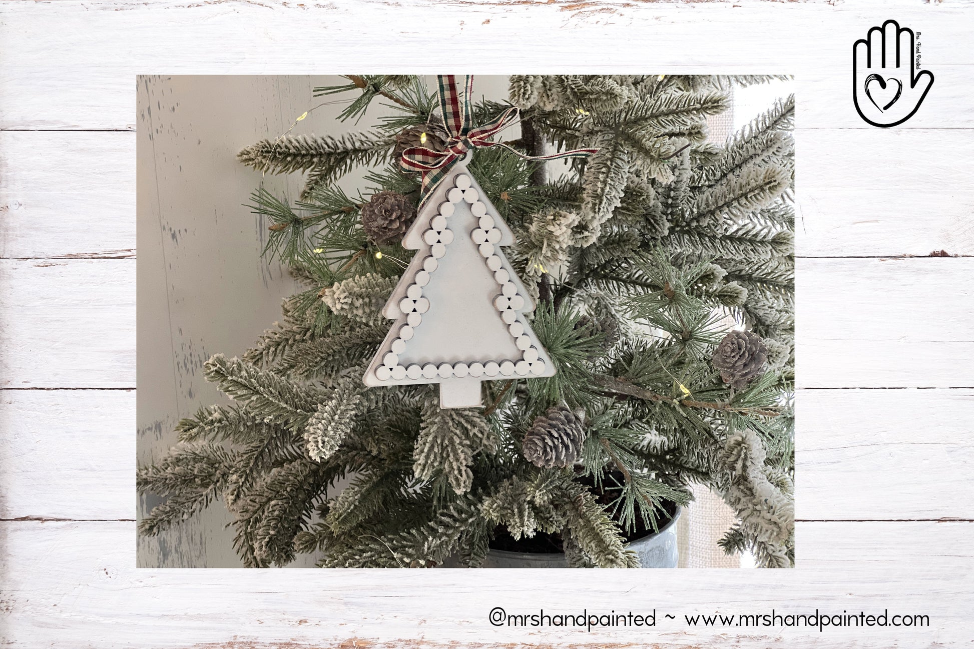 Farmhouse Style Faux Bead Trim Tree Ornament