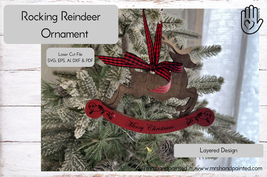 Digital Cut File - Laser Cut Rocking Reindeer Ornament