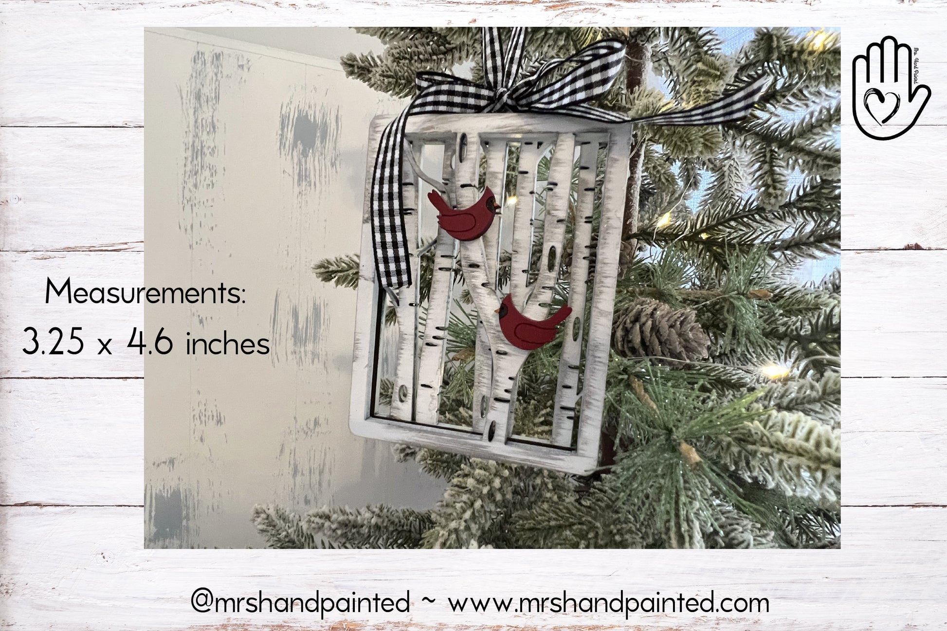 Digital Cut File - Laser Cut Ornament - Cardinal Birch Trees Gift Card Holder