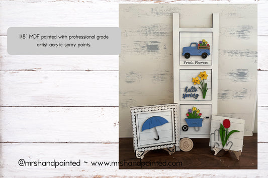 Spring Flowers Interchangeable Signs - Laser Cut Wood Painted