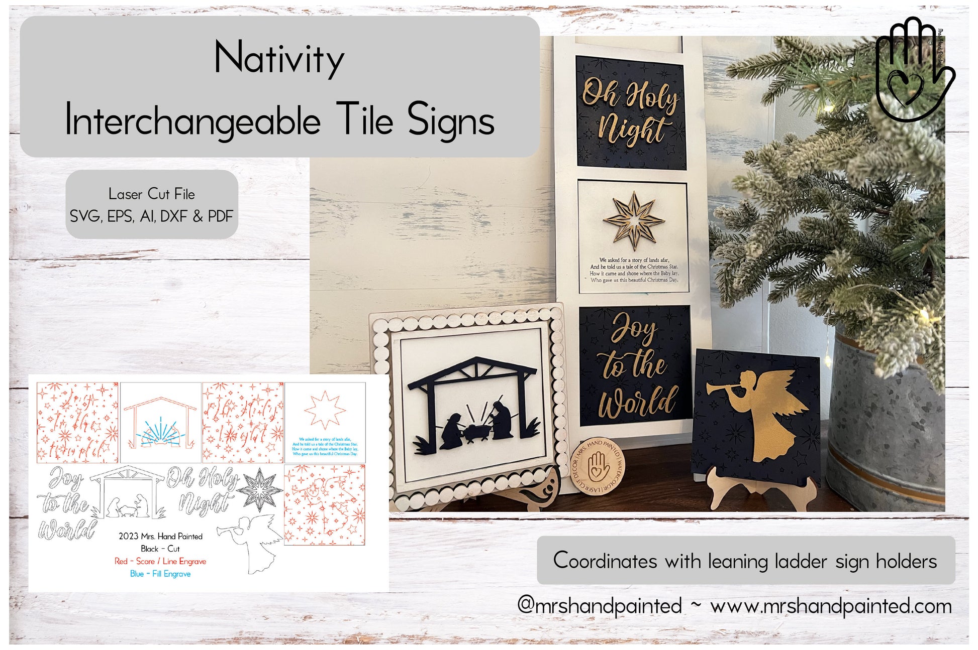 Digital Laser Cut File - Nativity Interchangeable Sign Tiles