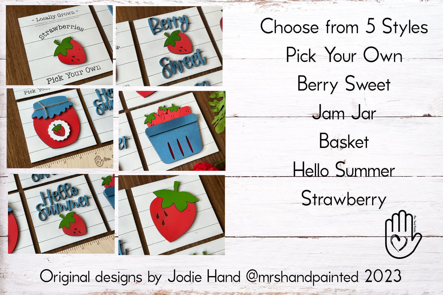 Digital Laser Cut File - Summer Strawberry Interchangeable Sign Tiles