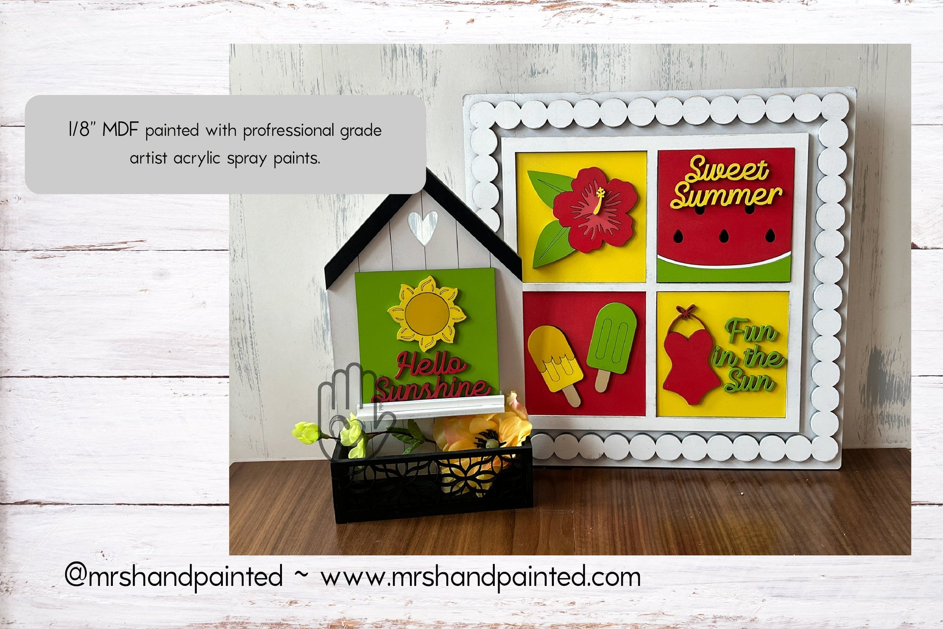 Summer Interchangeable Signs - Laser Cut Wood Painted