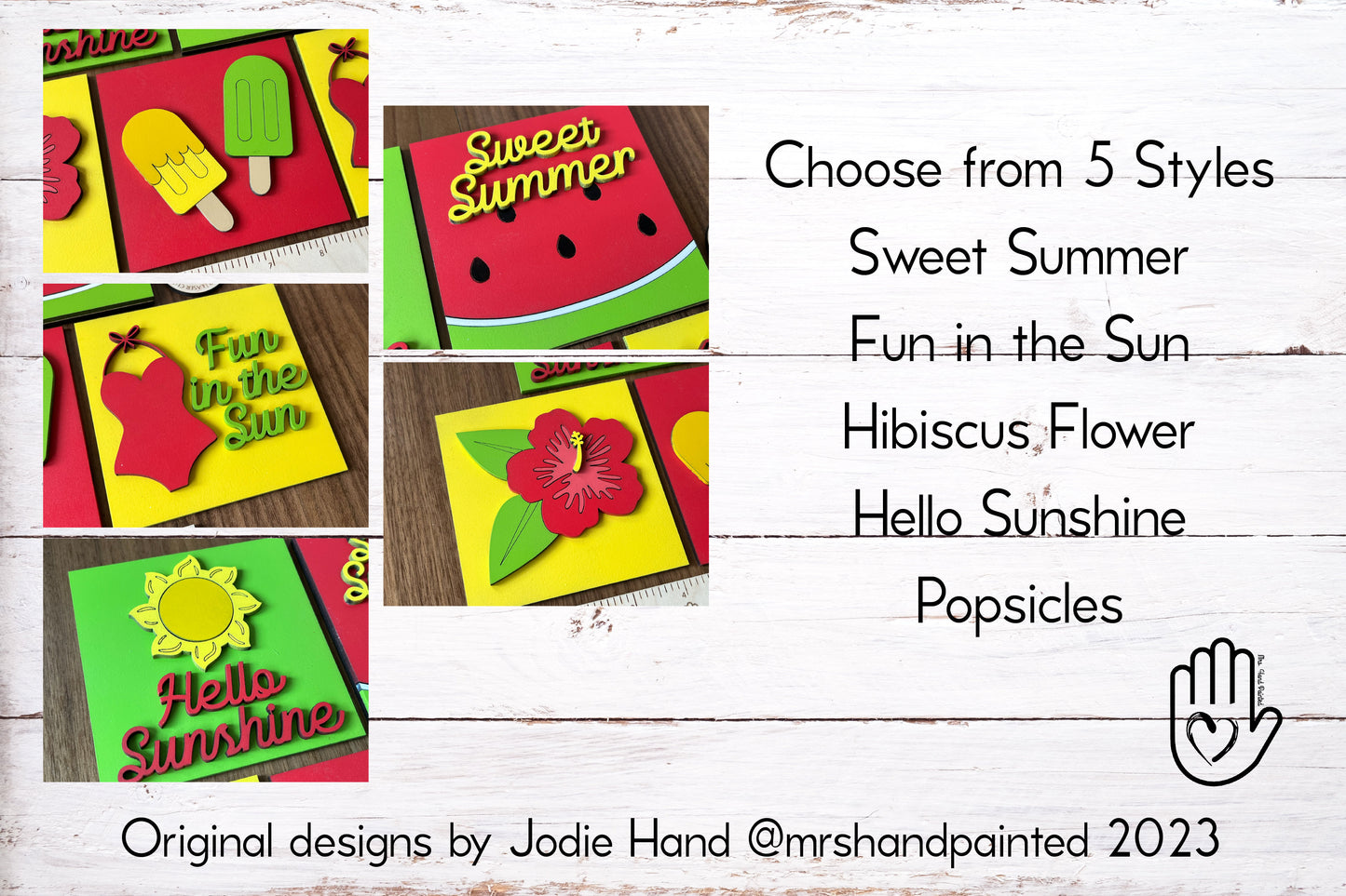 Summer Interchangeable Signs - Laser Cut Wood Painted