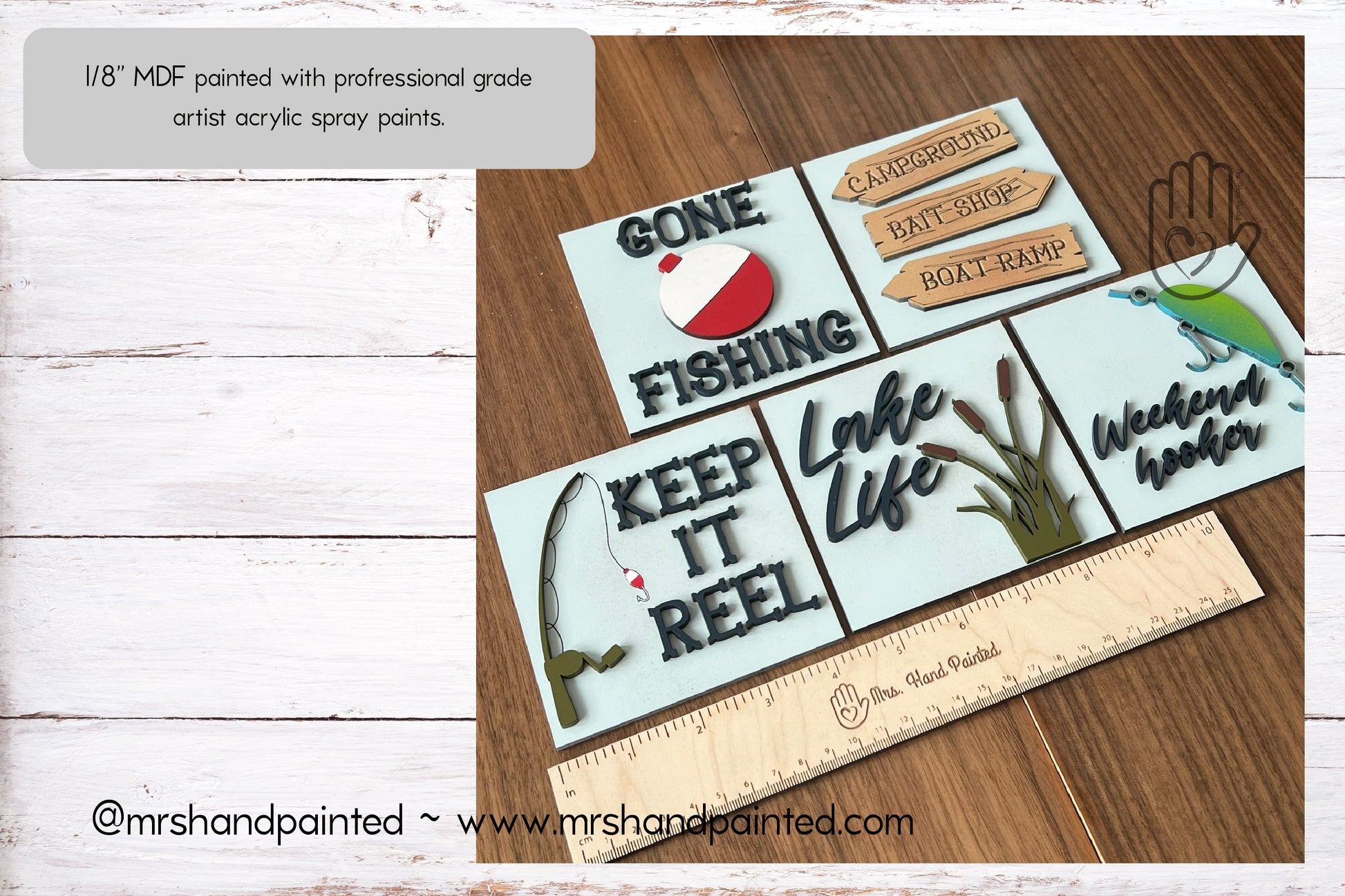 Digital Laser Cut File - Fishing Interchangeable Sign Tiles