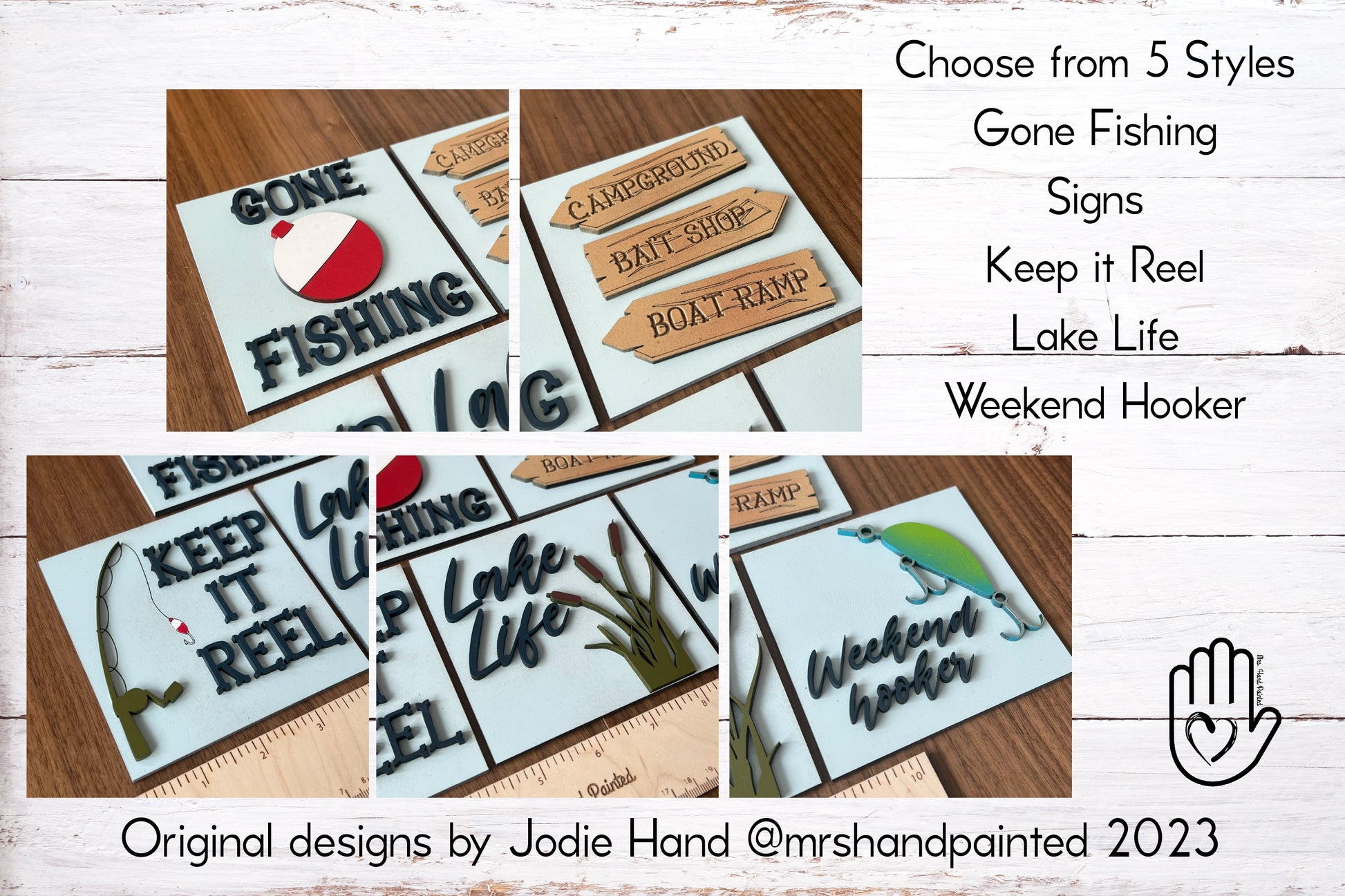 Fishing Interchangeable Signs - Laser Cut Wood Painted